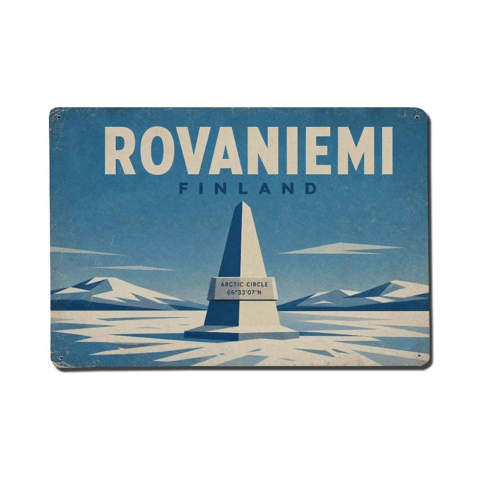 Vintage Travel Finland Rovaniemi Metal Tin Sign
