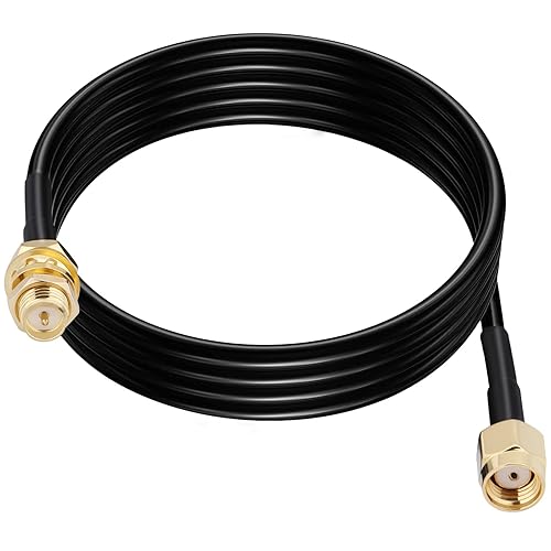 Cable de extensión de antena WiFi de 10 pies RP-SMA macho a RP-SMA hembra, cable coaxial RG174 de baja pérdida, ideal para enrutador LAN