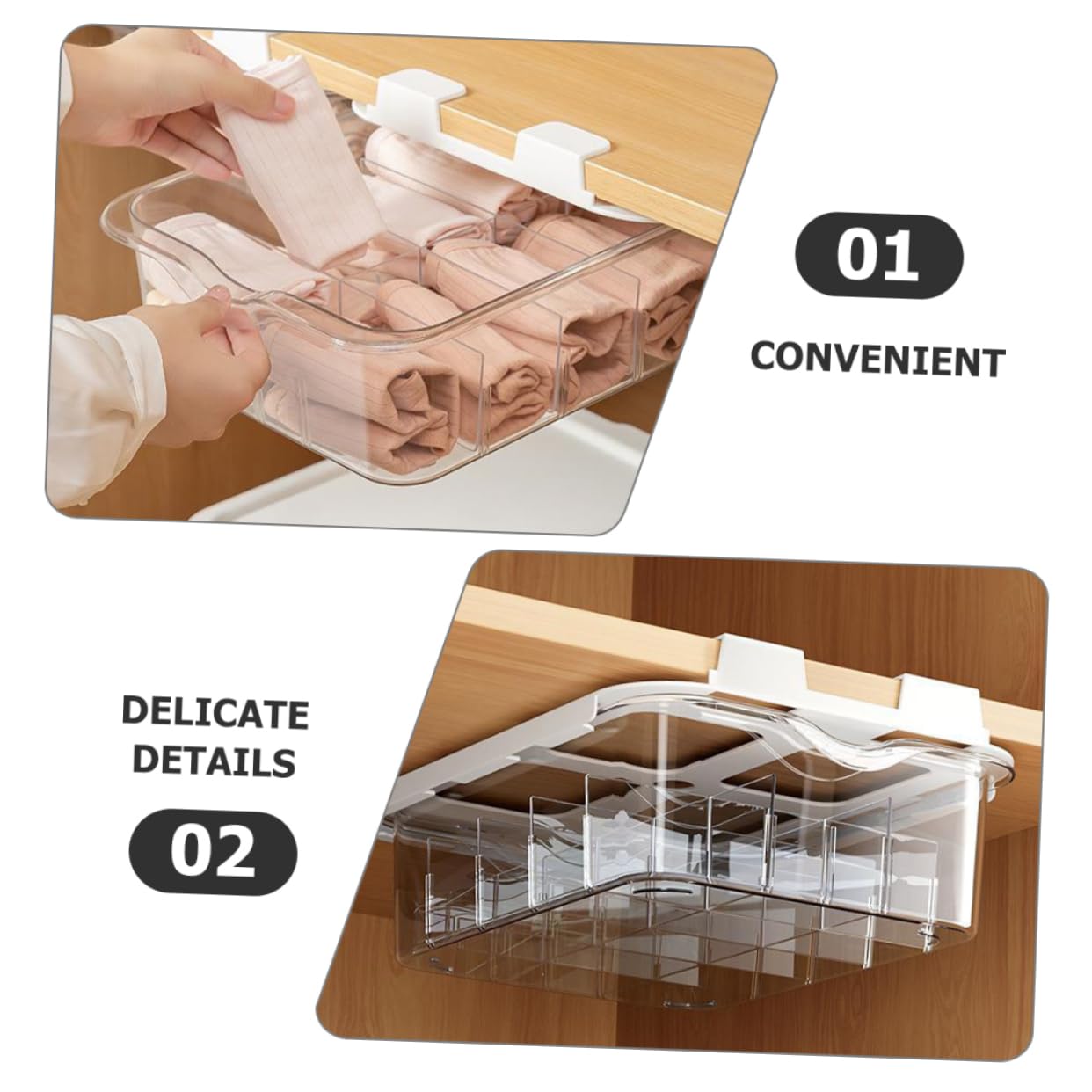 Socken und Unterwäsche Schubladenorganizer mit Deckel, Pet, Multi Gitter