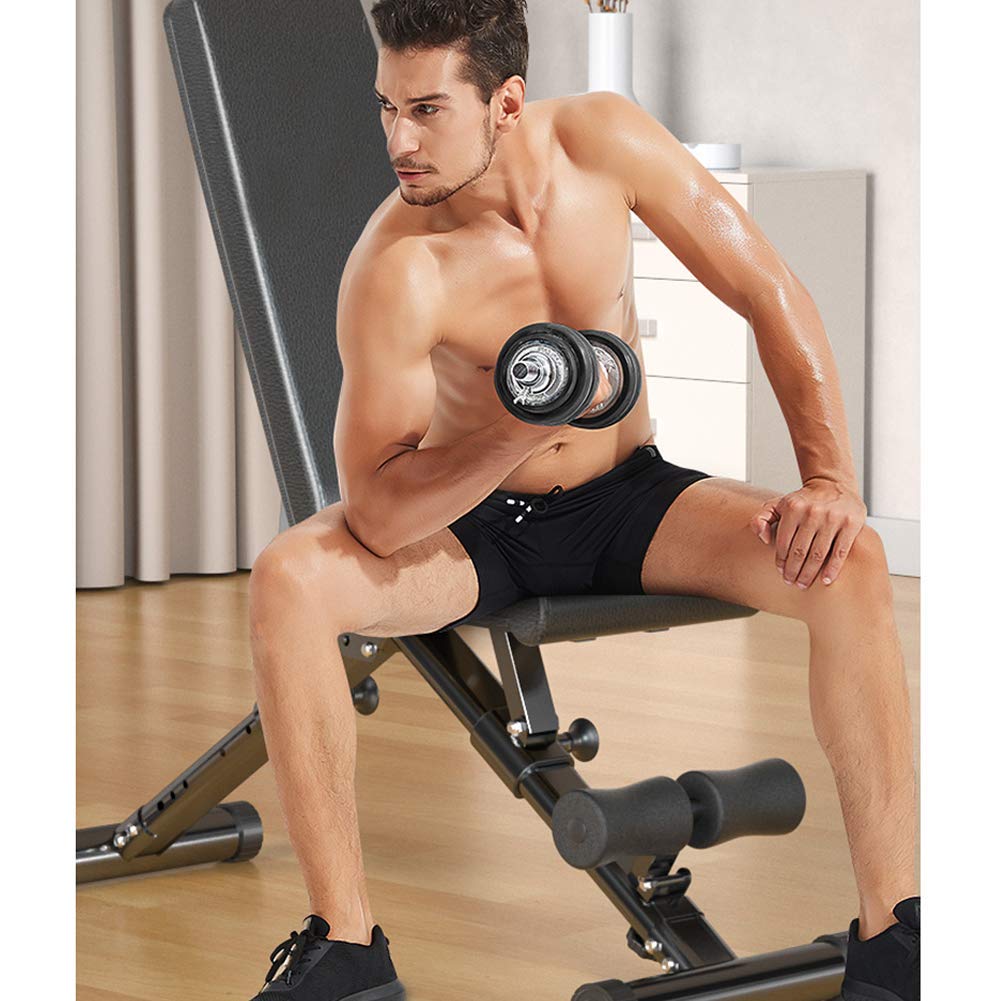 Panca per Allenamento con Pesi Pieghevole Regolabile, Panca per Sollevamento Pesi, Resistente, Piana/inclinata/declinata, per Palestra di casa (Nera)