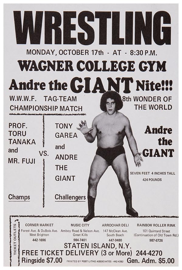 Andre The Giant - 1970s - Vintage Wrestling Poster-11 x 17 Inches