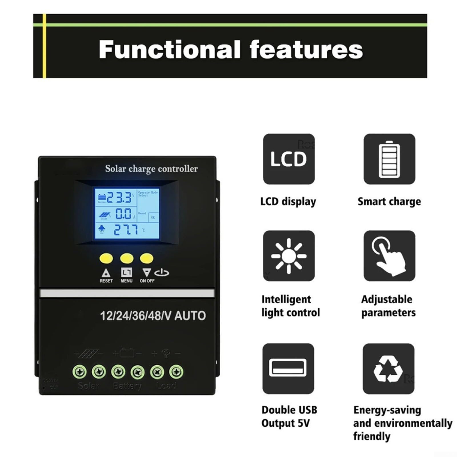 200A MPPT Solar Laderegler 12V/24V/36V/48V LCD Display Batterieladeregler Mit Dual USB Anschlüssen Für Solarpanel System For Battery Regulation And Efficient Monitoring