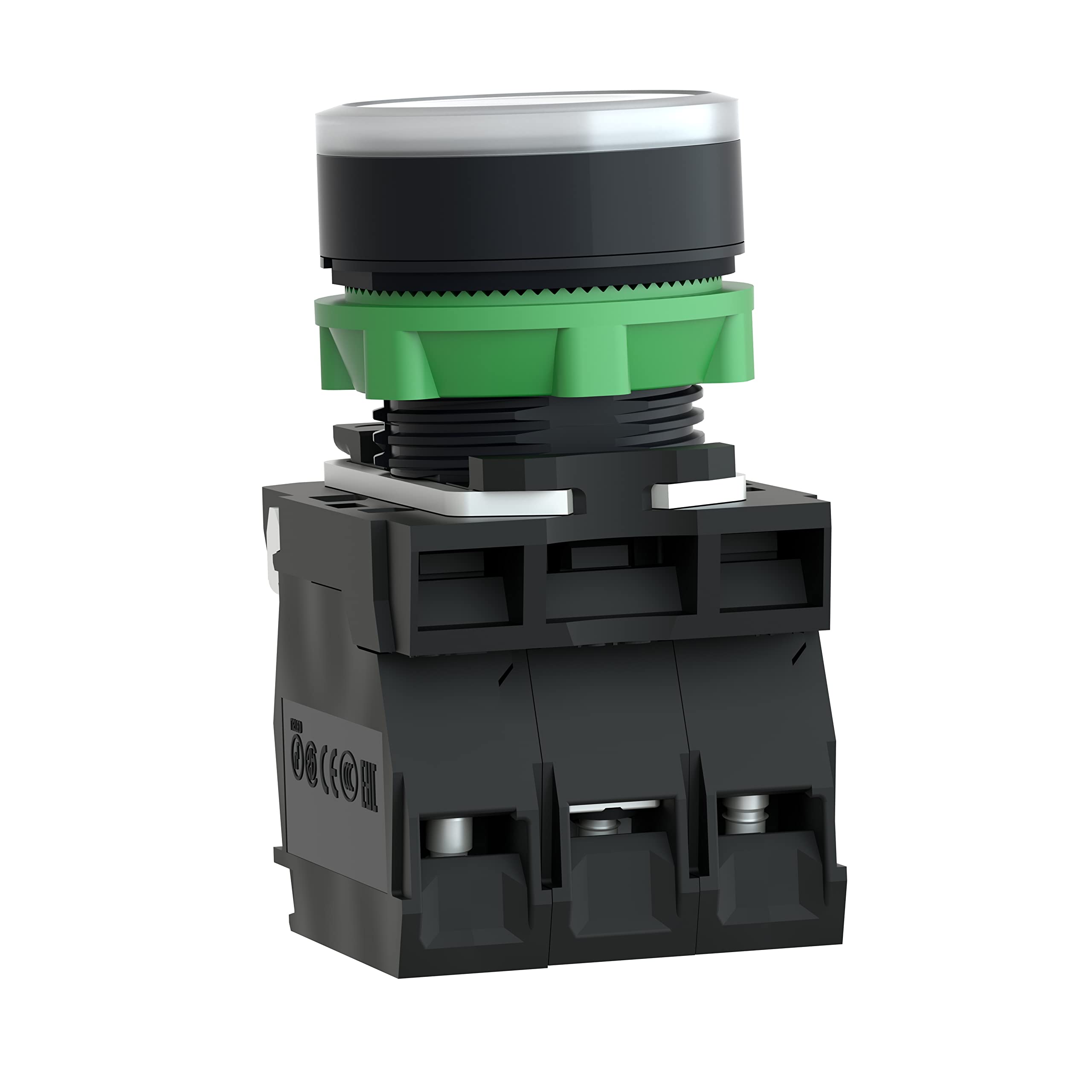 Schneider Electric XB5AW31M5 Pulsador Luminoso, 1NA+1NC, 220-240V, 22mm Ø, 57mm x 30mm x 42mm, Blanco