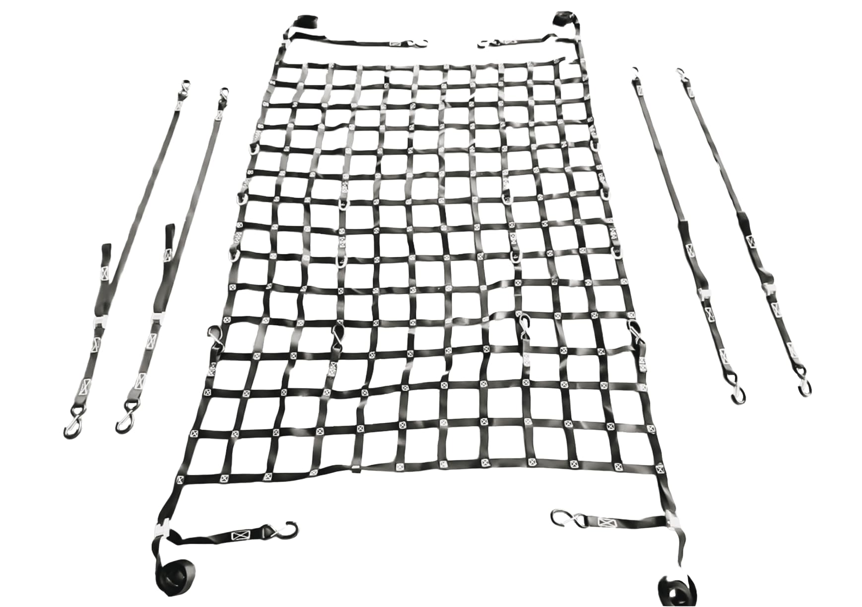 Gurtbandnetz | Bildung von Ladeeinheiten auf Paletten | Praktisches Gepäcknetz für das Auto. Ideal für den Transport. | Größe: L1775xB1400 mm | Farbe: schwarz