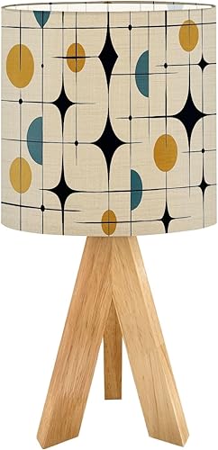Miniatura 14 de Trípode lámpara de mesita de noche de mediados de siglo, vintage de los años 50, moderno, retro, geométrico, celosía, estrella, lámpara de mesita de