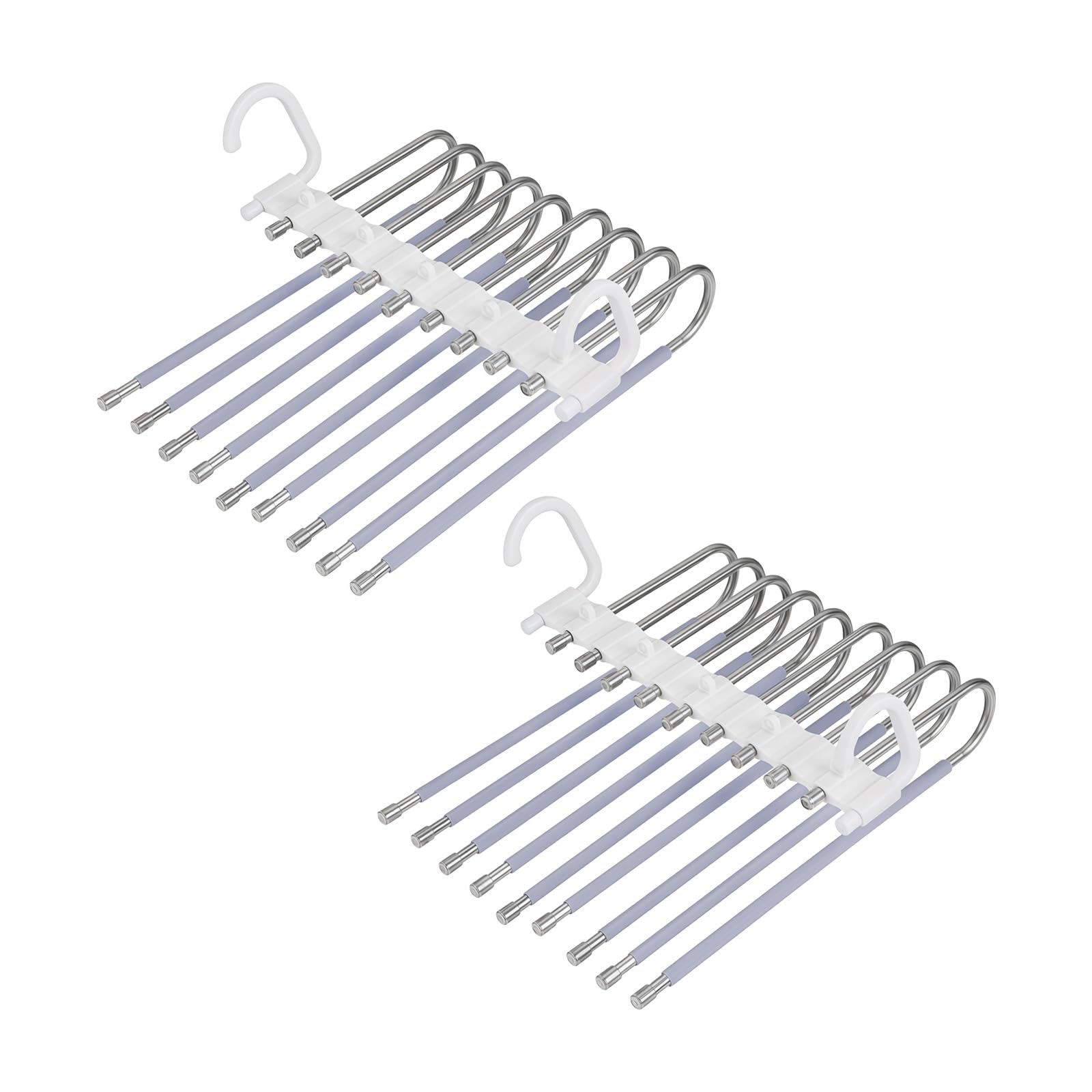 Tfaoys F Storage Pants Hangers, 2 Pack 9 Rod Olding Multi Layer Organizers Or Trousers, Skirts And Closet Order Closet Organizer Space Saving Wardrobe Storage Layered