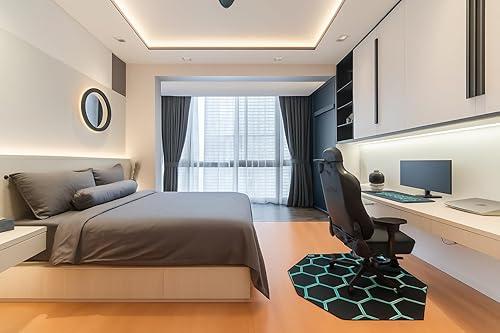 Miniatura 5 de Tapete para silla de videojuegos, tapete para silla de oficina de 47 x 47 pulgadas con alfombrilla de mouse XL a juego, protector de suelo duro para