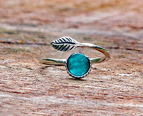 Recycled Vintage Mason Jar Sterling Silver Leaf Ring