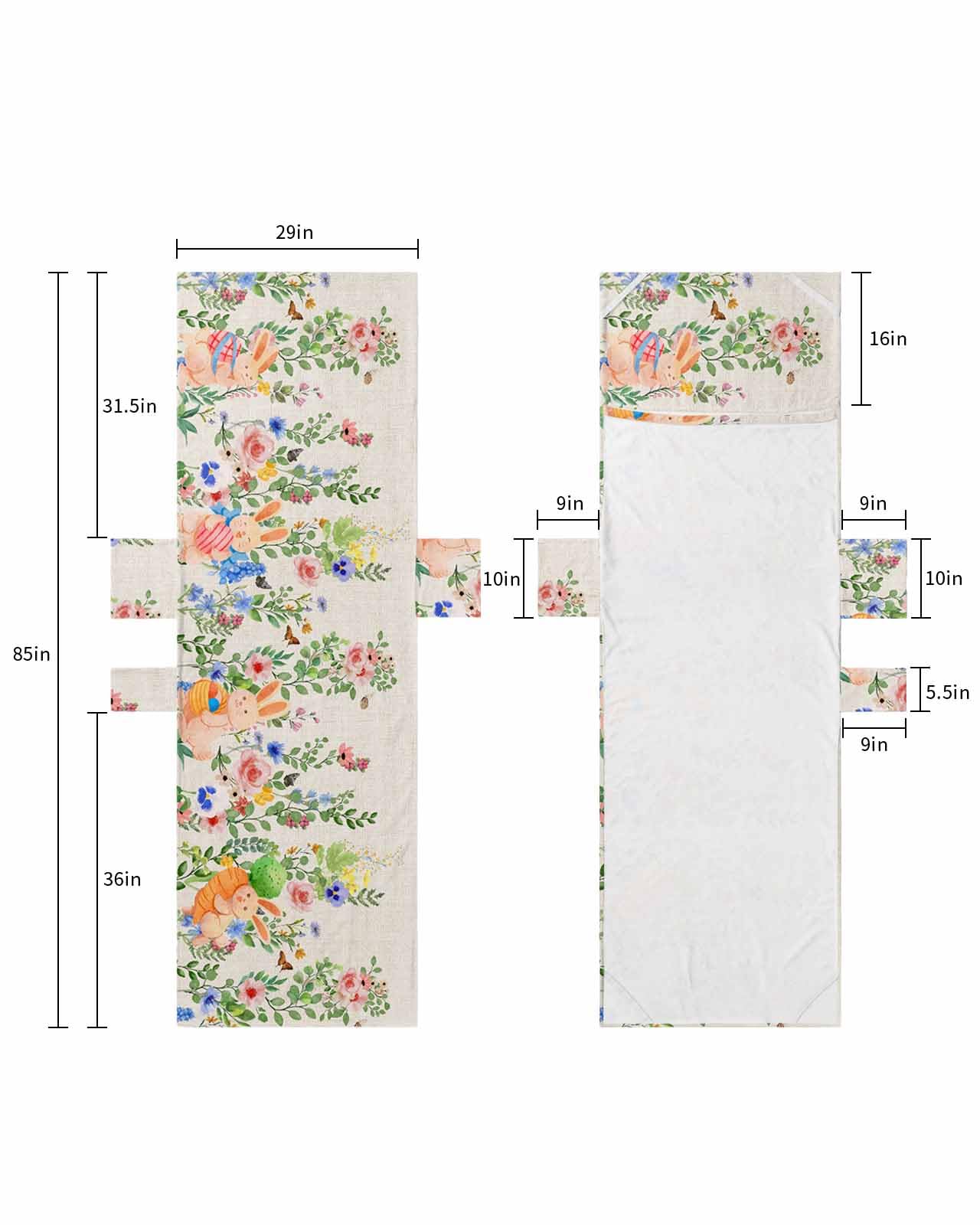 Spring Floral Easter Beach Lounge Chair Towel Cover, Soft Chaise Lounge Towel with Side Pockets Patio Pool Chairs Cover for Beach/Pool Sunbathing 29x85 Watercolor Bunny Colorful Flowers Botanical