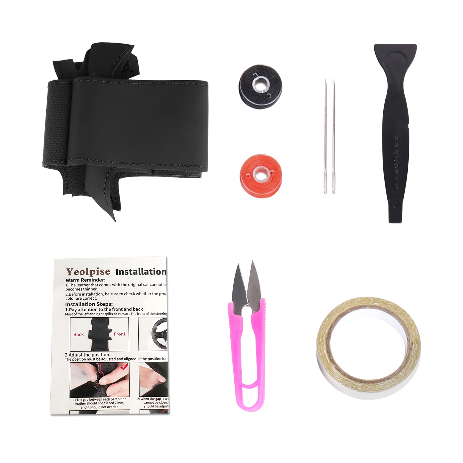 Hand Sewn Steering Wheel Cover,Fit for Ford F-150 2015 2018/Expedition 2018/F-150 Limited 2016/F-Series Super Duty 2017 2020 2022,Non-Slip Breathable Microfiber Leather Steering Wheel Cover