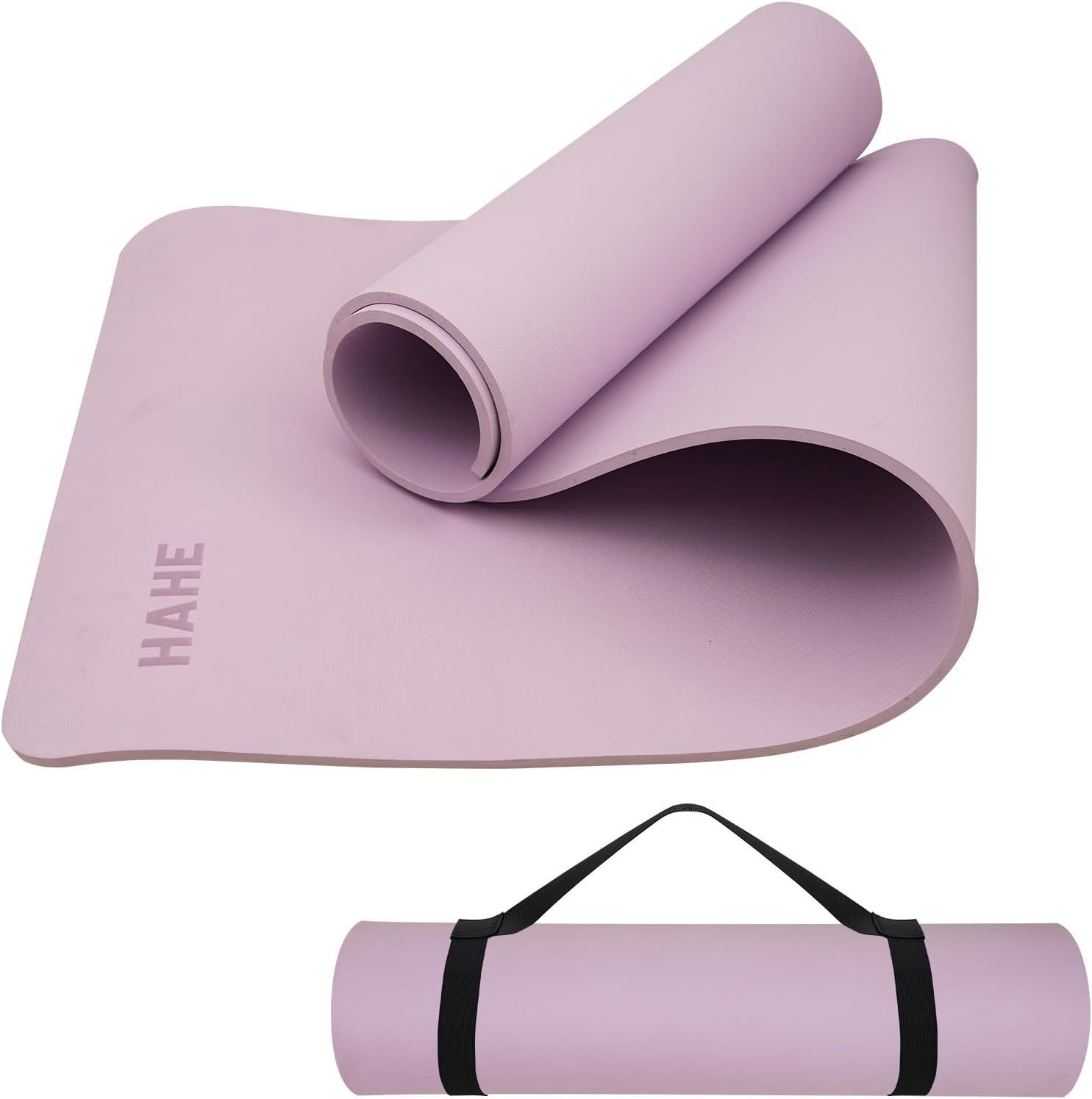 HAHE Yoga Mat Thick (8MM,1/3"), Eco-Friendly POE Non Slip Yoga Mat, High Rebound & Shock Absorption, Anti-Tear & Sweat-Resistant for Yoga, Fitness, Home, Workouts, Large Pilates Mats 72"x24" with Carrying Strap Taro purple