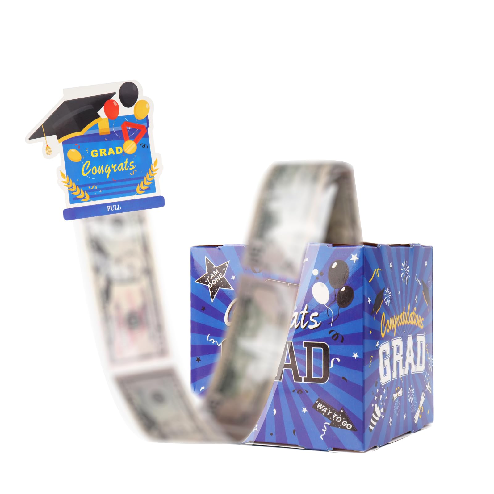 hhdatc Graduation Gifts Funny Cash Gift Box Money Holder Money Gift Ideas Includes 50 Plastic Bags with Pull-Out Card DIY Set for College Graduates