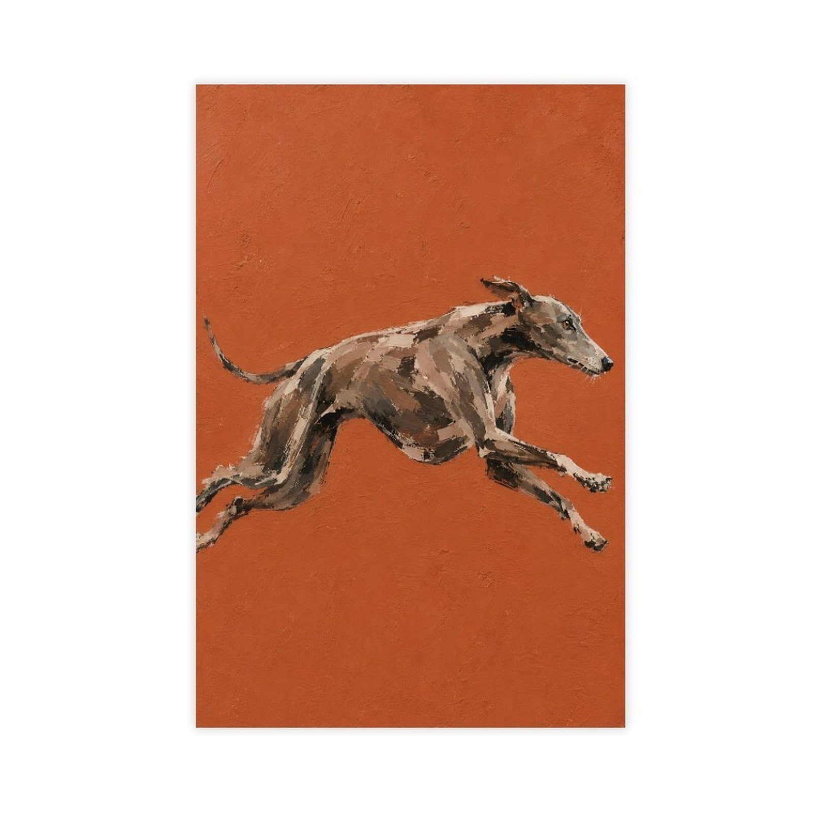 W7c8u2x3 Unframe-Style-22 Running Greyhound Canvas Wall Art, Realistic Illustration Entryway