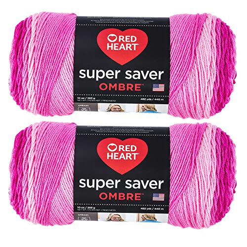 Image of Red Heart Super Saver Jumbo Jazzy Ombre Yarn - 2 Pack of 283g /10oz - Acrylic - 4 Medium (Worsted) - 482 Yards - Knitting /Crochet
