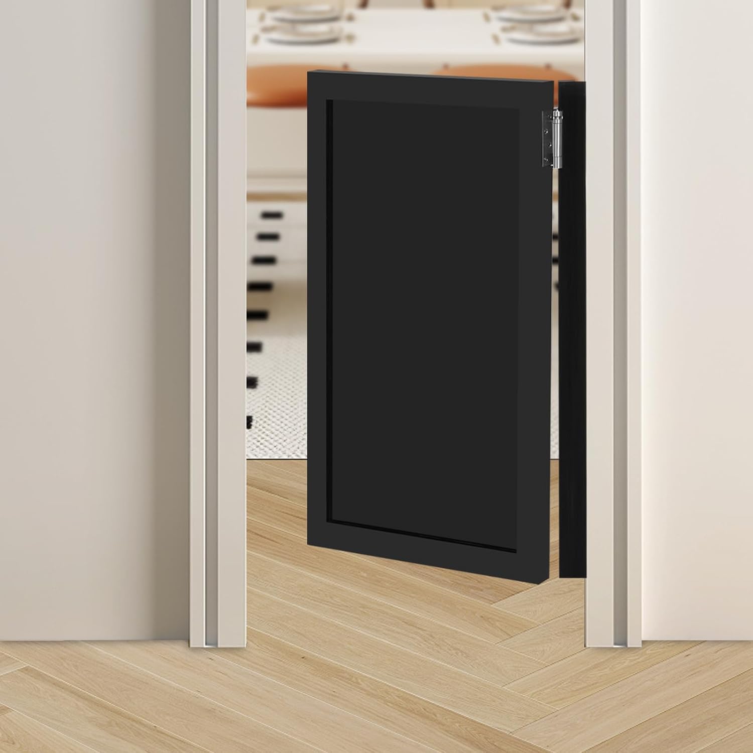 35.43" H x 23.62" W Wood Swinging Door Half-Waist Doors w/Stainless Steel Hinges, Wall Mounted Saloon Doors Indoor for Kitchens, Cafes, Bars, Corridors, Entrances Black