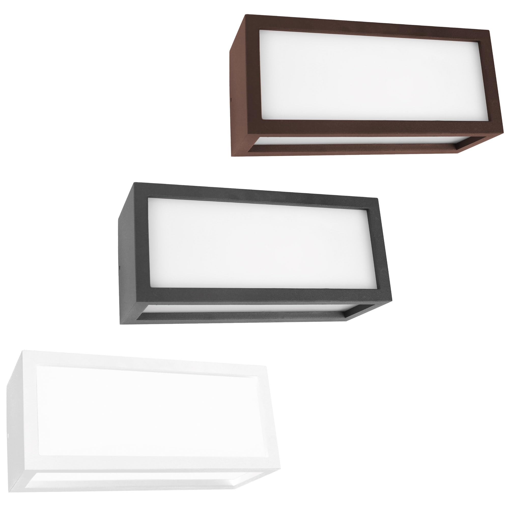 Dopa Applique da Parete Esterno Attacco E27 Design Rettangolare in Alluminio 3 Fasci di Luce Diffusa Lampada da Muro per Interno Balcone Terrazzo IP65 (Nero)