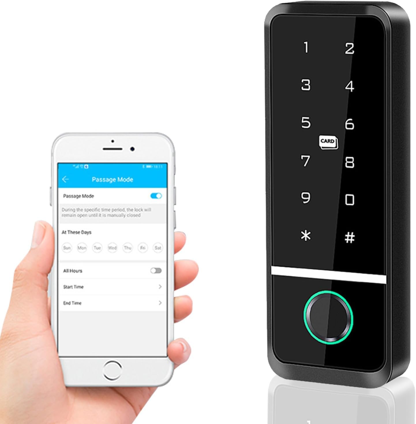 Elektronisches Smartes Türschloss, RFID/Tuya-App/WiFi Zugangskontrolle Tastatur Fingerprint Türöffner, Wasserdicht Touchscreen Codeschloss für Außen- und Innenbereich, 125 kHz /13,56 MHz