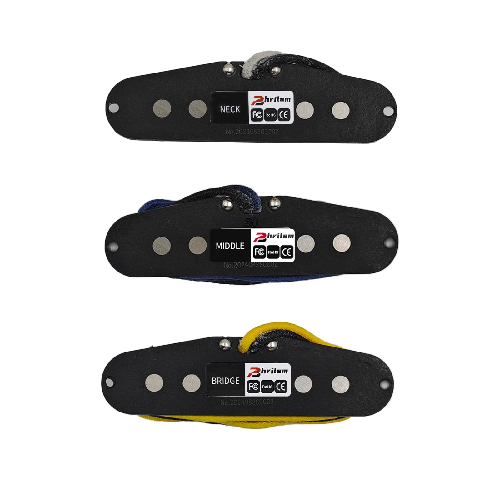 Pro ST-60S Staggered Alnico 5 pojedyncza cewka szyjka/50 mm środkowy / 50 mm mostek/52 mm zestaw przetworników do gitary elektrycznej w stylu Strat, biały