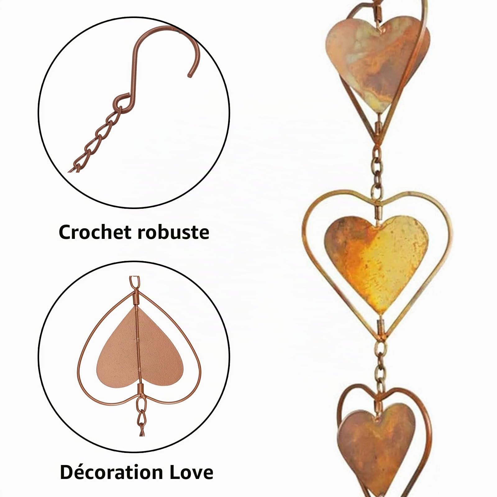 Chaîne De Pluie En Métal, Chaîne d'Eau De Pluie, Chaîne De Pluie Pour Gouttières, Chaîne De Pluie Décorative, Pour Les Décorations De Jardin à l'Extérieur, Décoratif Pour Le Jardin, La Terrasse