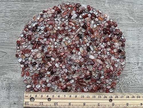 Image of 2 oz Lot Natural Semi Tumbled Fire Quartz Gemstone Chips, Crushed Mini Crystals, Undrilled Crystal Chips