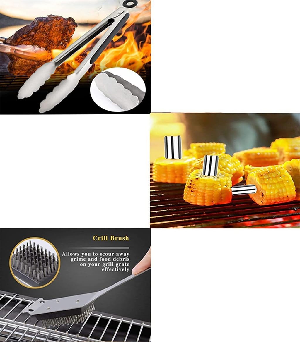 JFDBGU Set griglia in Acciaio Inox da 20 Pezzi, Set Combinato for Barbecue