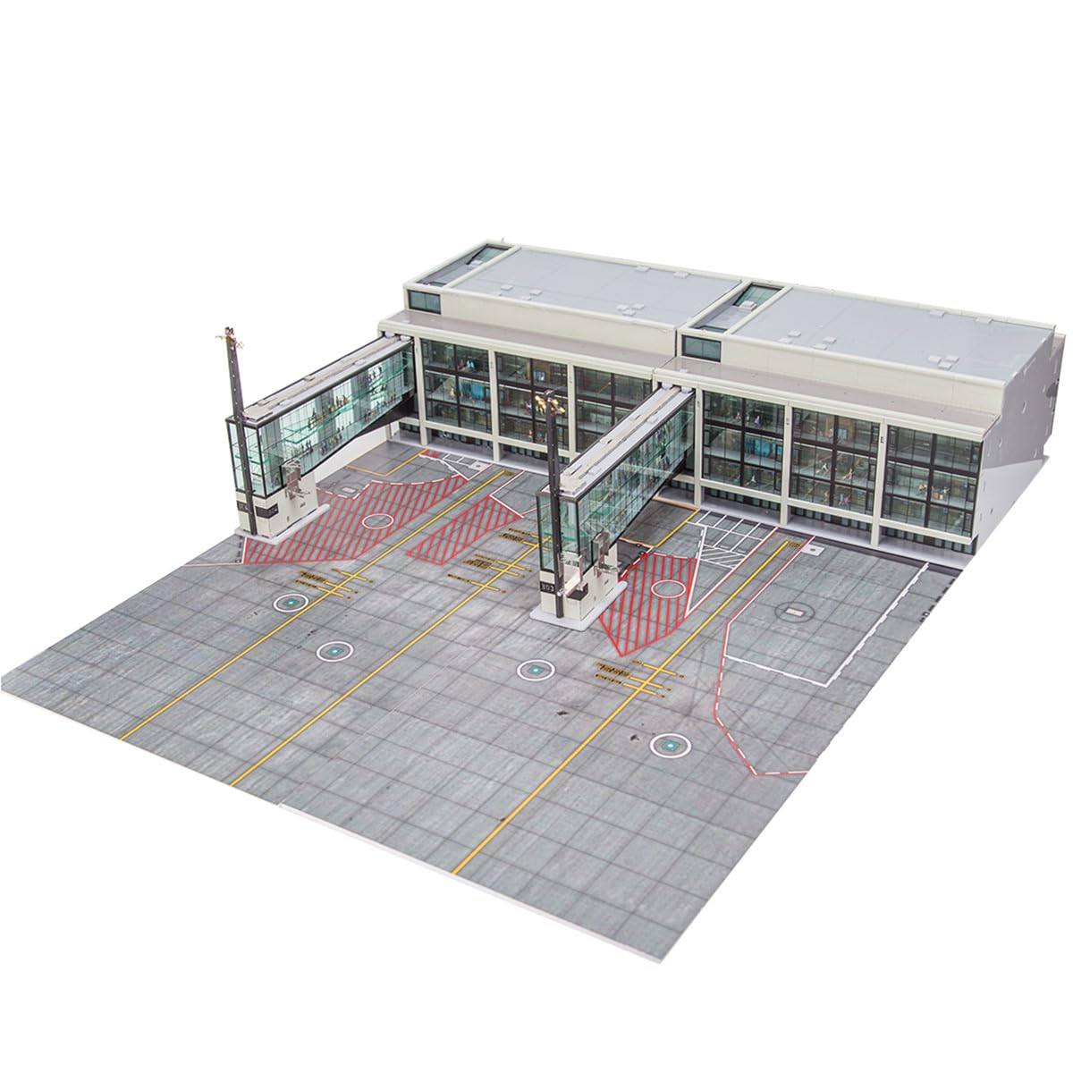 Podświetlany model budynku terminala lotniska w skali 1/200 ze światłami LED i fartuchem, bardzo szczegółowa, ręcznie wykonana, modułowa konstrukcja dla entuzjastów lotnictwa i dorosłych