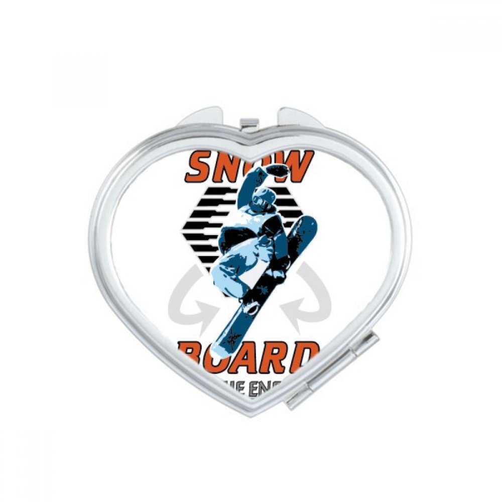 Miroir de poche mignon avec cœur multicolore et motif ski d'hiver