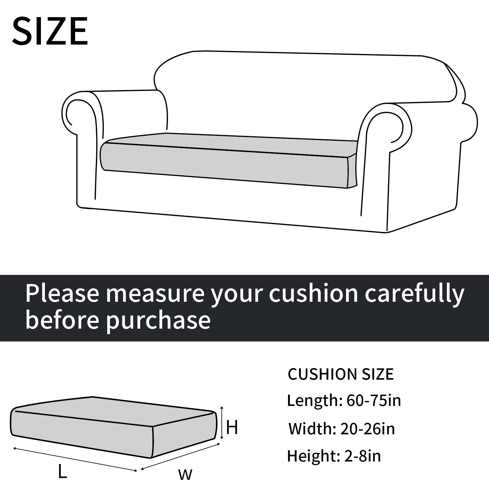 Yeahmart Sofa Seat Cushion Cover, Sofa Cushion Slipcovers Stretch Velvet - Image 3