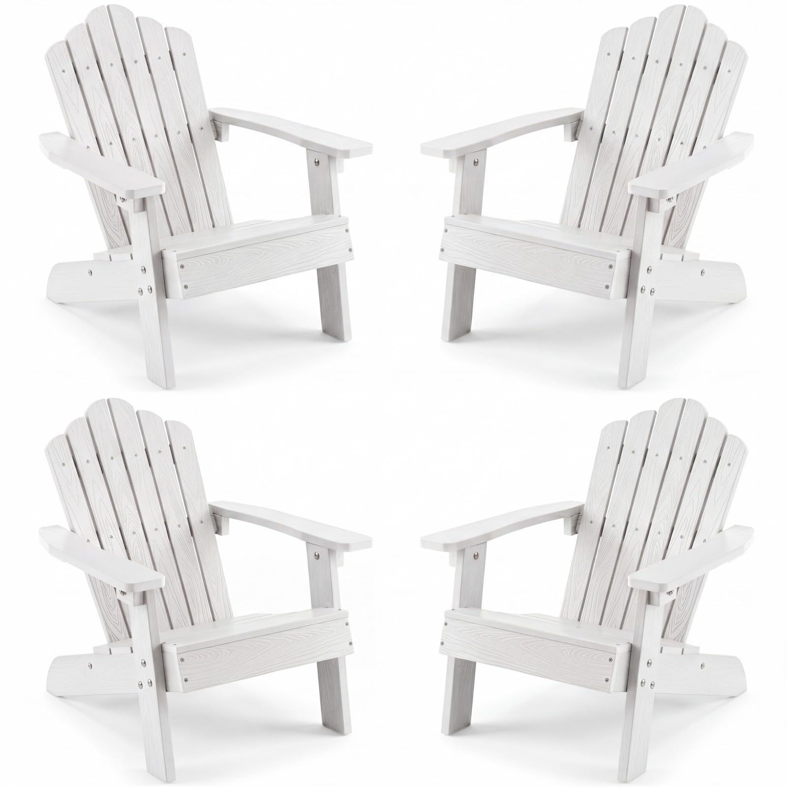 GIANTEX Kids Adirondack Chair, All-Weather HIPS Children's Outdoor Chair with Tilted High Backrest, Toddler Beach Chair for Garden Patio Backyard, Kids Lawn Chairs for Age 3-7 (4,White)