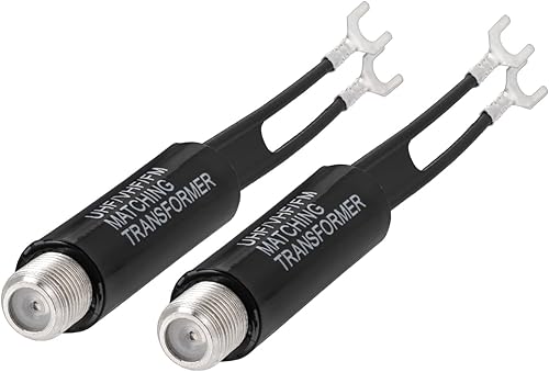 Bingfu 75 ohmios Tipo F a 300 ohmios de doble plomo UHFVHFFM Balun Antena de transformador a juego Convertidor Adaptador Coaxial Conector 2 Pack