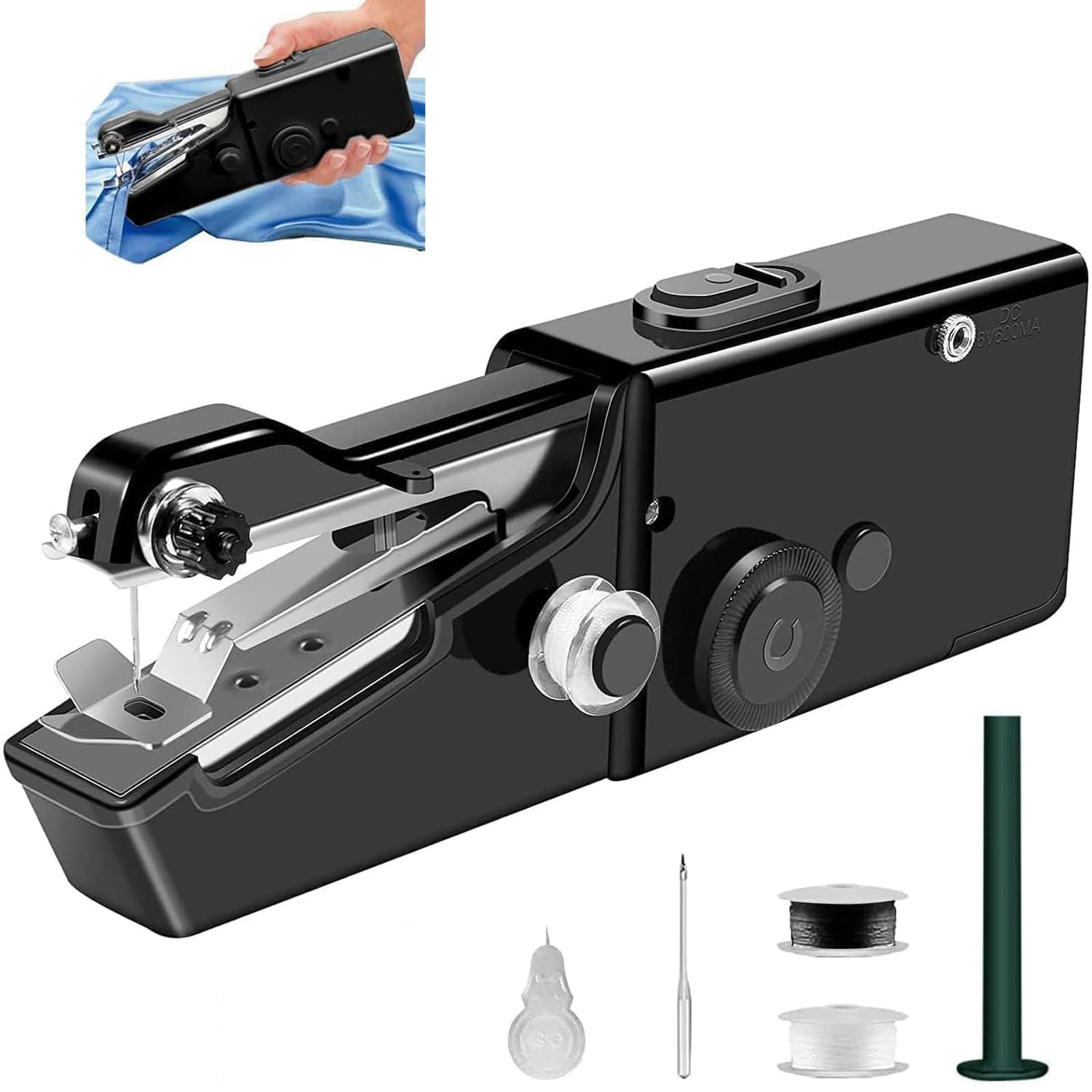Macchina da Cucire Portatile, Macchina Per Cucire Professionale Mini Elettrica Handheld Sewing Machine per Principianti, Cucitura Rapida adatta per Vestiti, Tende in Tessuto, Fai da te