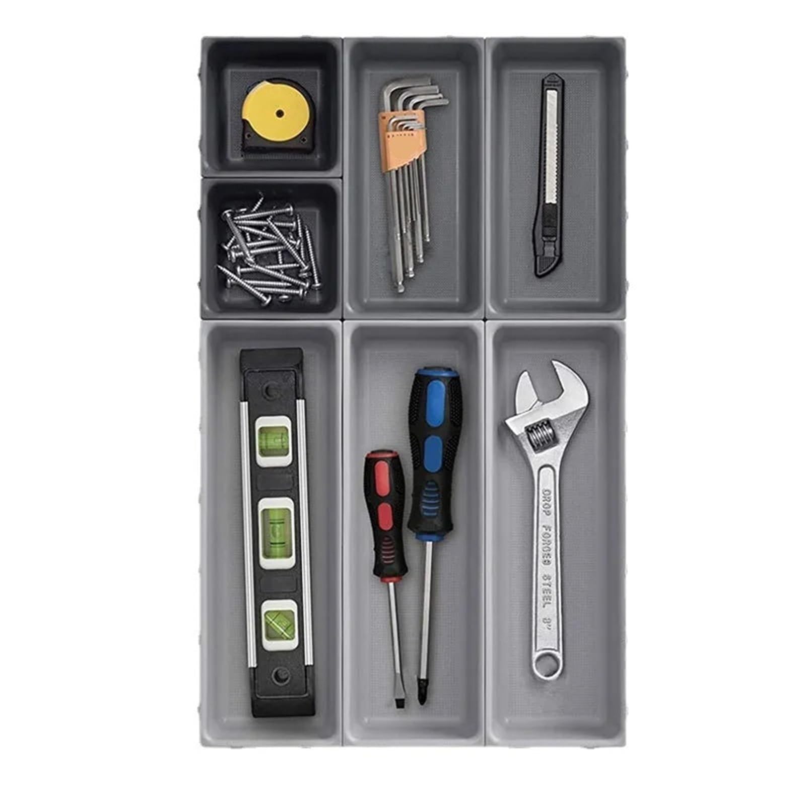 Portaposate da Cassetto Contenitore portaoggetti da cucina for cassetto, 7 pezzi, organizer for posate, combinazione libera, separato, multifunzione, articoli vari, cancelleria, vassoio scrivania