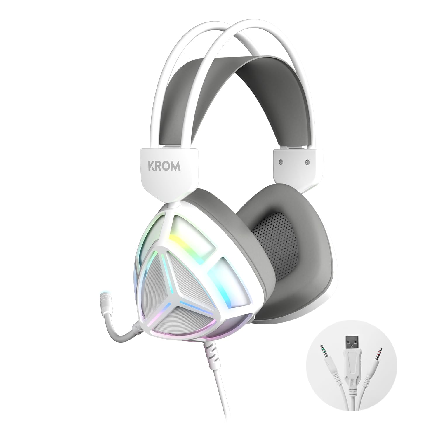 KROM Klass – 4-in 1 Gaming-Set: Mechanische TKL, Tastatur RGB, spanisches Layout, optische Maus mit 7200 DPI, Headset mit 50mm-Treibern und XXL-Mauspad, Komplettes Set für PC und Laptop-Gamer