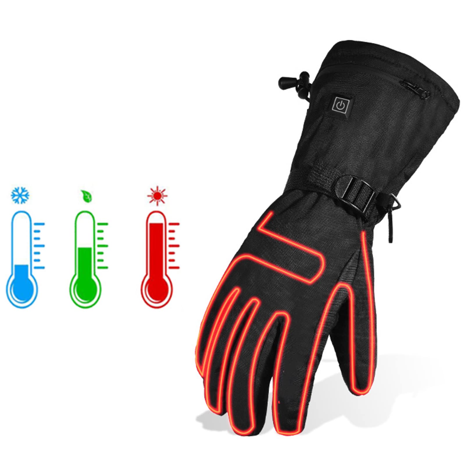 CHEWYNP Guanti riscaldati Batteria Guanti da Bici elettrici Guanti riscaldati elettrici per Uomo Donna con 3 Livelli di Riscaldamento Guanti riscaldati Touchscreen Guanti da Sci impermeabi