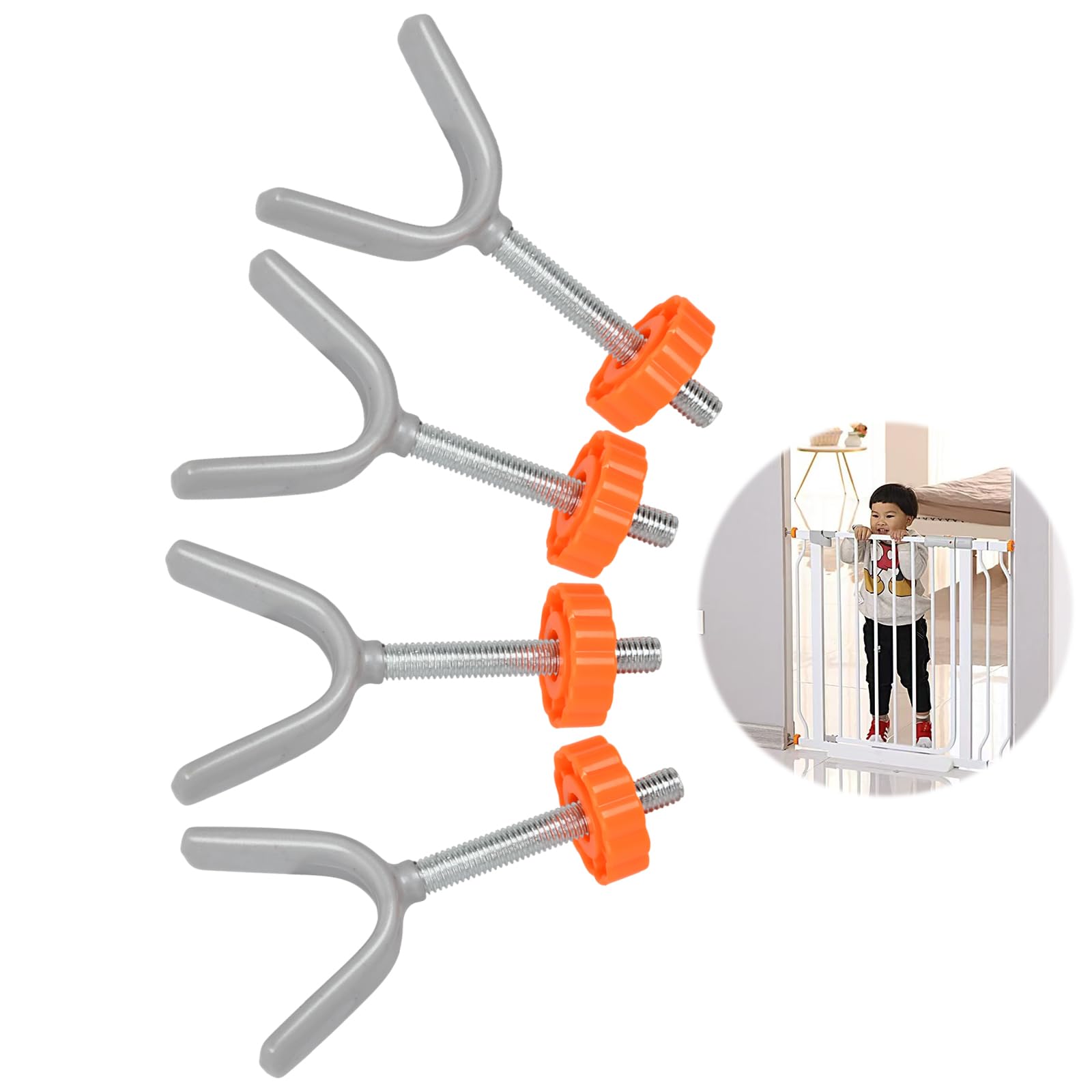Set van 4 Y-vormige trapbeschermingsschroeven, drukschroeven voor babyhek, M10 barrière-bevestigingsbouten voor huisdieren, bevestigingsbouten voor babybarrière, stangen Set van 4 Y-vormige trapbeschermingsschroeven, drukschroeven voor babyhek, M10 barrière-bevestigingsbouten voor huisdieren, bevestigingsbouten voor babybarrière, stangen