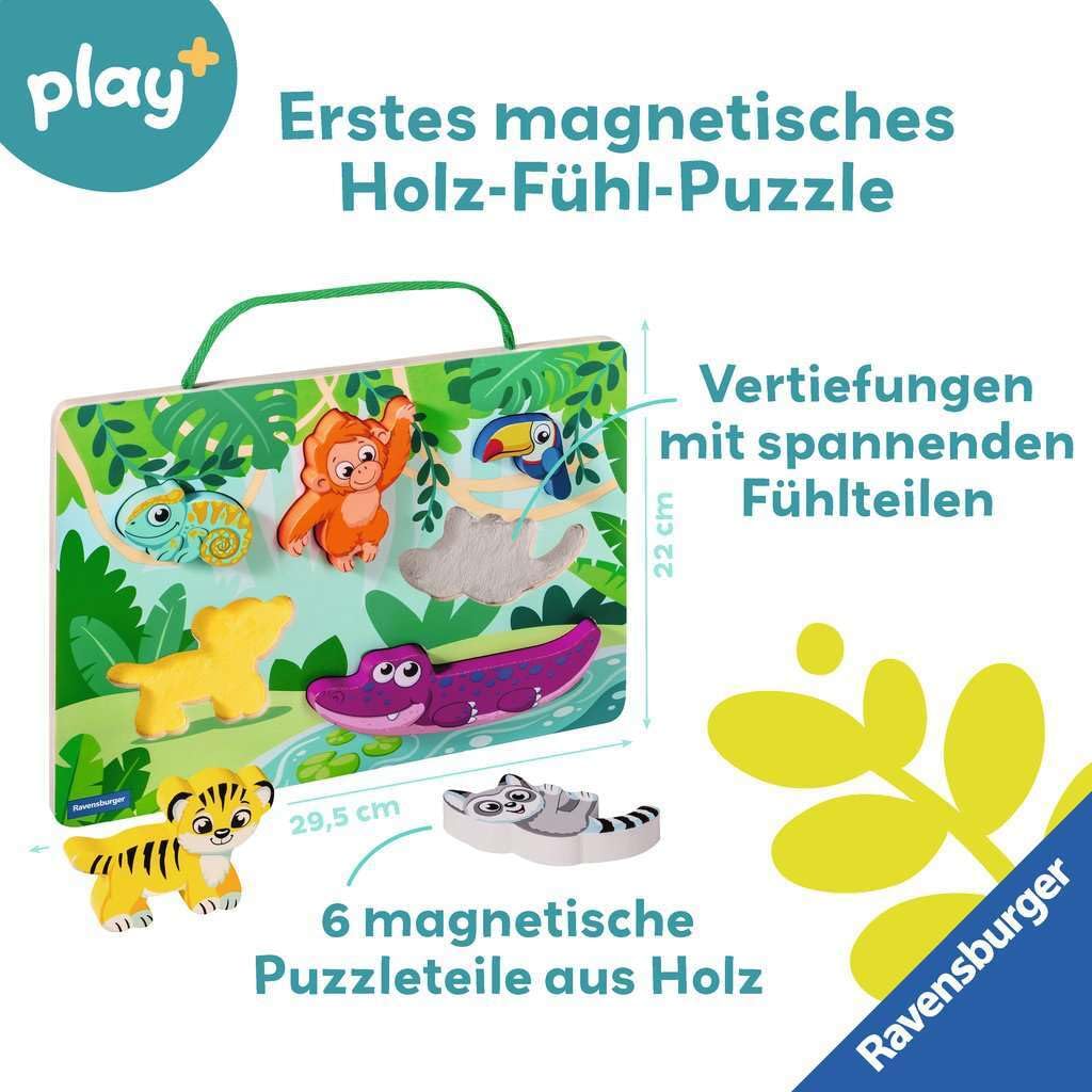 Ravensburger 4872 Play+ Magnetic Wooden Feeling Puzzle: Jungle, Wooden Puzzle, Toy from 1 Year