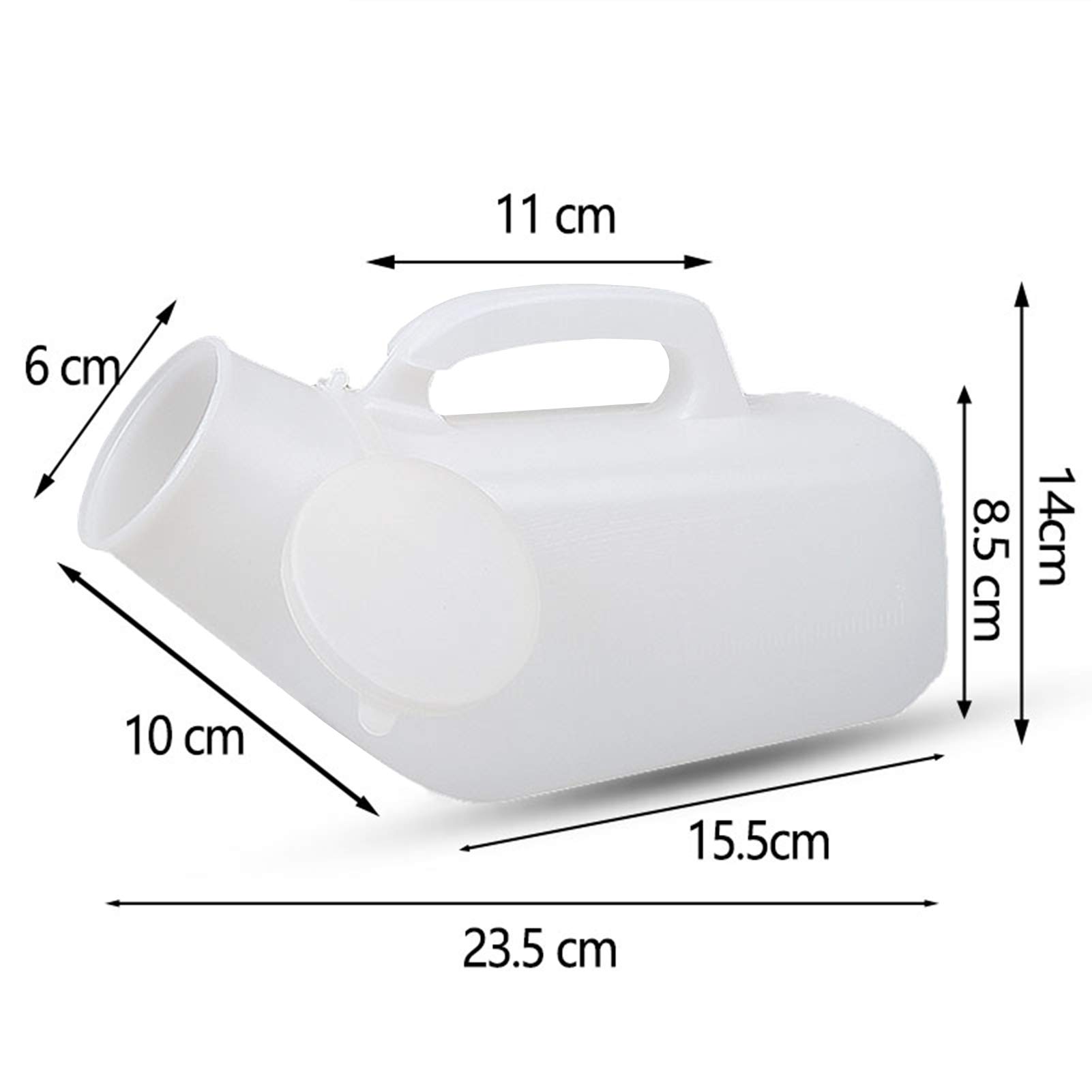 Orinal Masculino, Botella de orina for incontinencia de Cuello Largo, plástico Transparente, Dispositivo a Prueba de derrames de 1200 ml, Botella portátil for Orinal, Tapa a presión Conveniente
