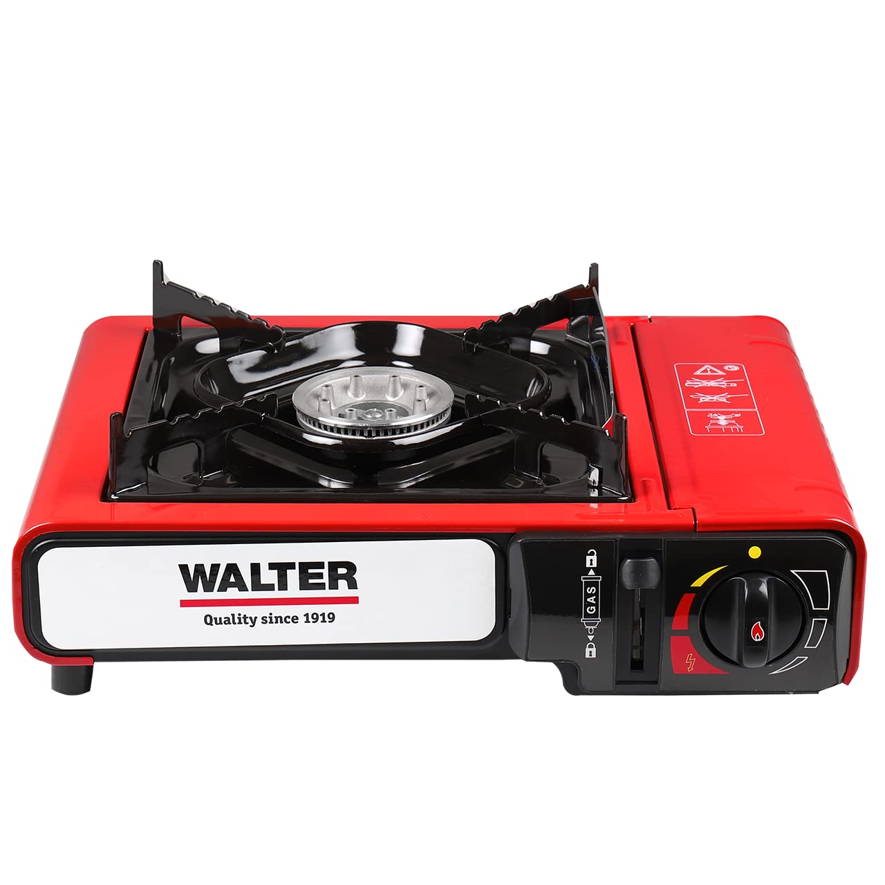 WALTER Campingkocher Gourmet mit Piezo, 2,2 kW Leistung | Zuverlässiger Gaskocher für Outdoor-Abenteuer, Einfach zu bedienen, Kompaktes Design, Zum Kochen beim Camping und unterwegs