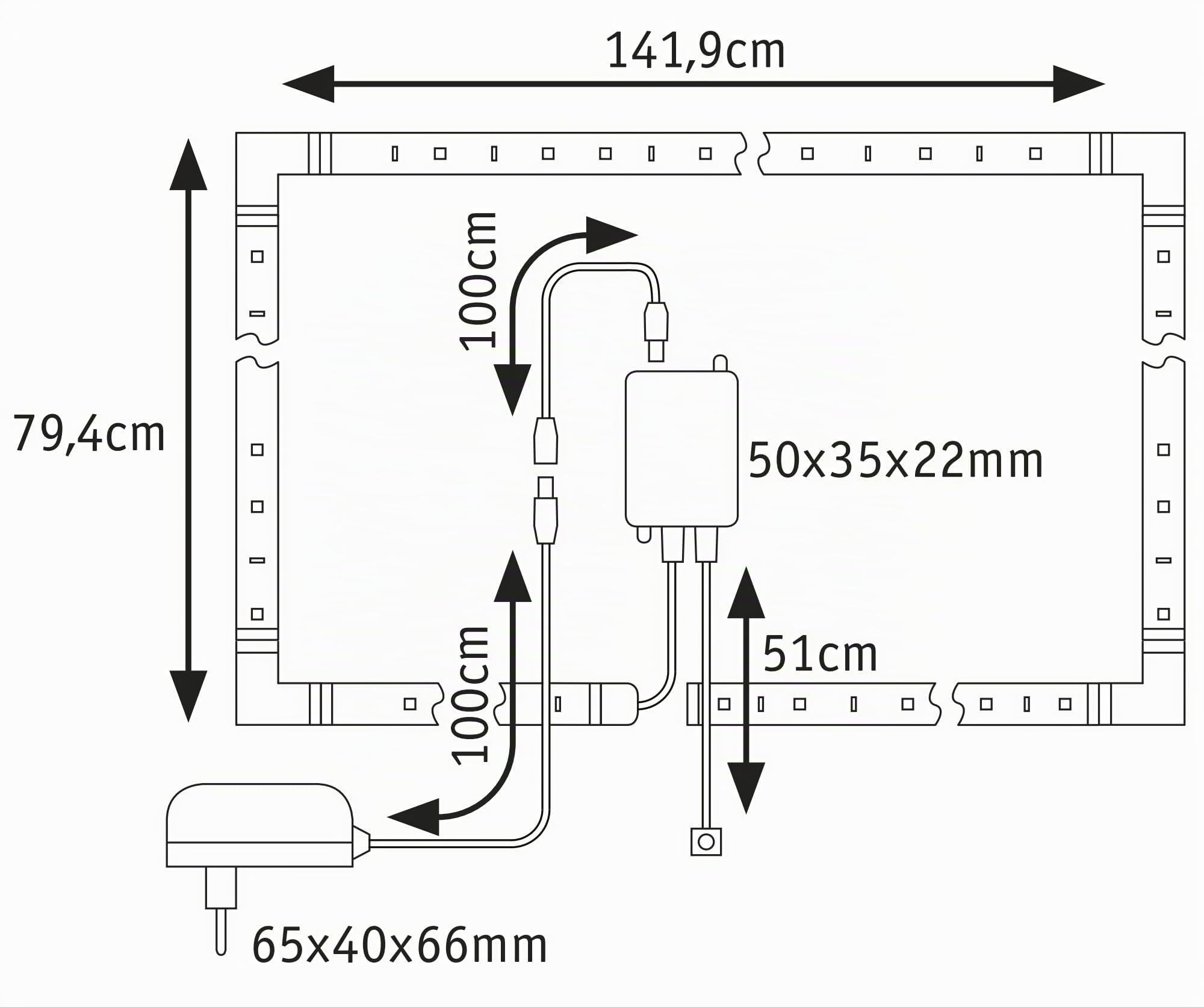 Paulmann 78876 MaxLED 250 LED Strip TV Comfort Basisset 65 Zoll 4,3m 22W 234lm/m 28LEDs/m RGBW+ 24VA dimmbar