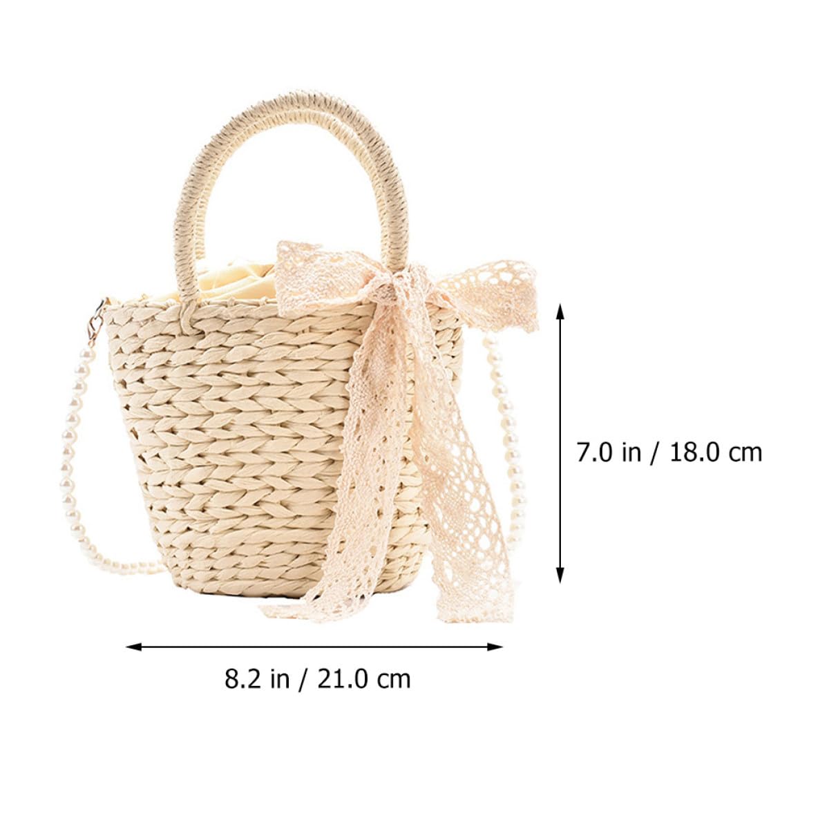 Abaodam Borsa Tracolla Donna in Paglia Beige con Decorazioni a Sfera, Borsa da Spiaggia per Party e Shopping, Funzionale per Storage e Design Raffinato