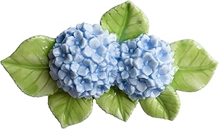 1 Pc Double Bloom Blue Hydrangea Fridge Magnet, Handmade Large 3D Ceramic Flower Magnet, Elegant Hydrangea Refrigerator Décor, Ideal Gift for Women Mom Housewarming (Blue)