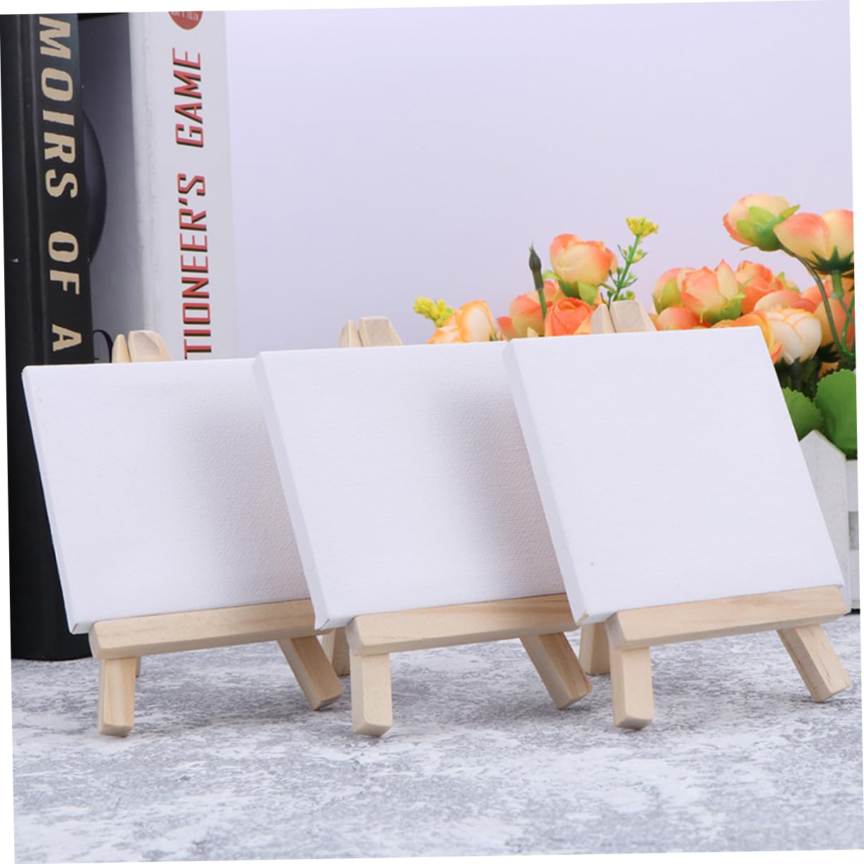 VILLCASE Mini Caballete 15 Piezas Decoración Creativa Del Hogar Tableros De Lona Pequeño Soporte Caballete Para Marco De Fotos Mini Lienzos Para Pintar Plegable Pliegue De Madera Decorar