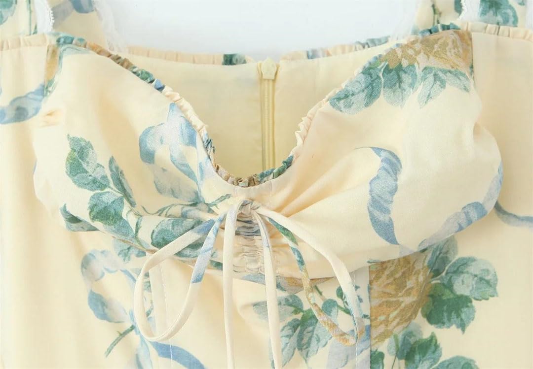 Vestido largo midi con tirantes delgados y estampado floral para mujer