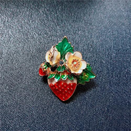 Image of WCRAZYE Red Strawberry Brooch Pin for Women Girls Cute Enamel Fruit Brooches Badges for Clothing Backpacks Bag Fashion Brooches Plant Lapel Pin Accessories Jewelry Gift