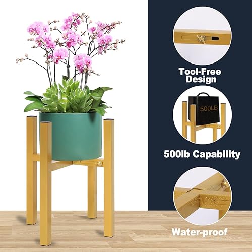 Miniatura 3 de OERGKE Soporte ajustable de metal para plantas de 8 a 12 pulgadas, estante resistente para múltiples plantas, soporte para macetas individuales para