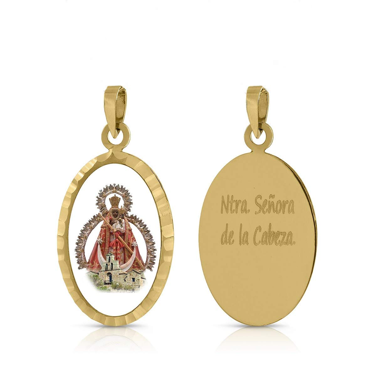 Medalla colgante Oro de Ley. Niña/Mujer. Virgen Cabeza. Medida 12x18 mm. Sin Cadena. (1-4930)