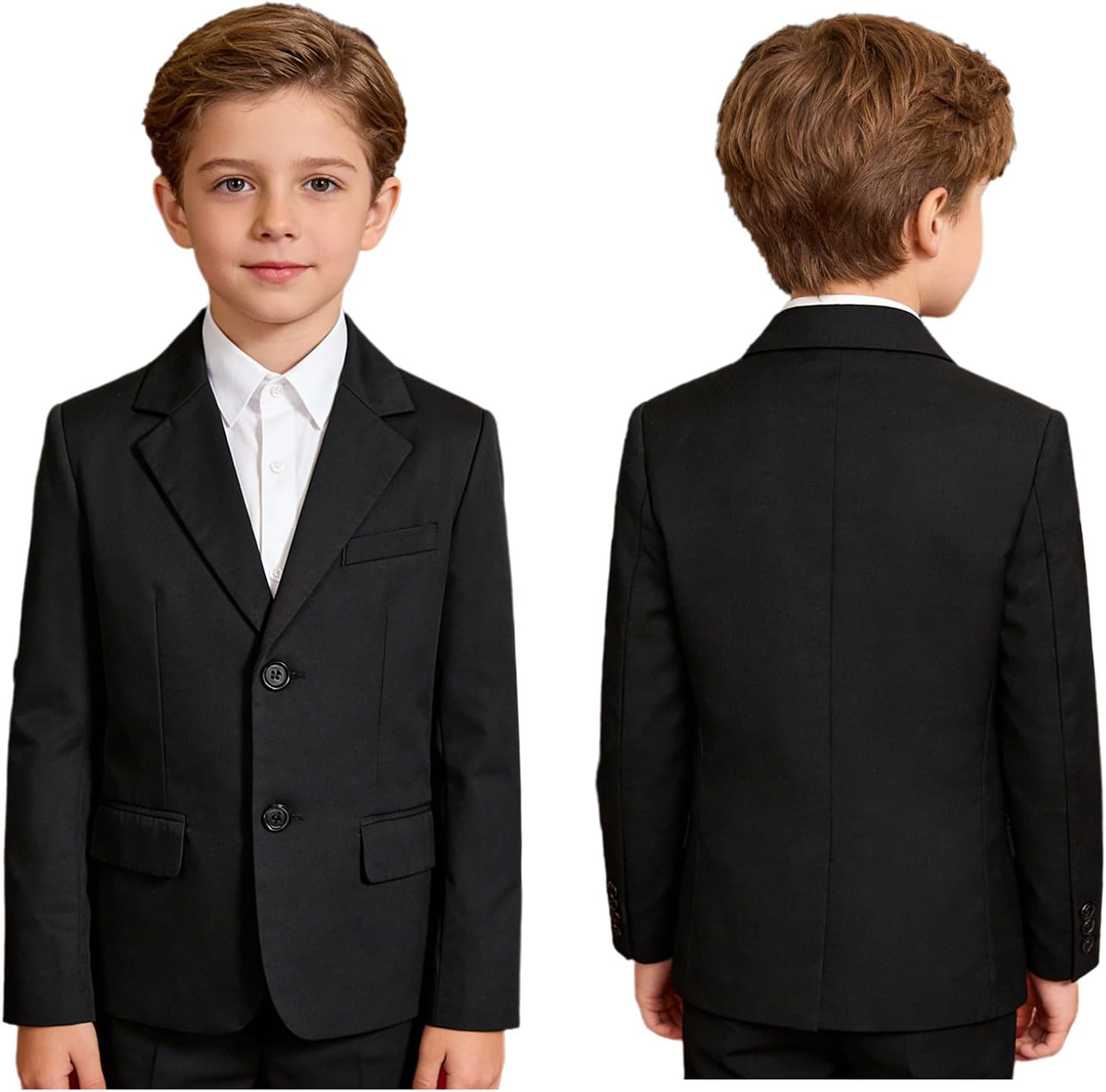 Choomomo Boys Long Sleeve Blazer Suit Jacket, Single Breasted, Notch Lapel & Buttoned Cuffs