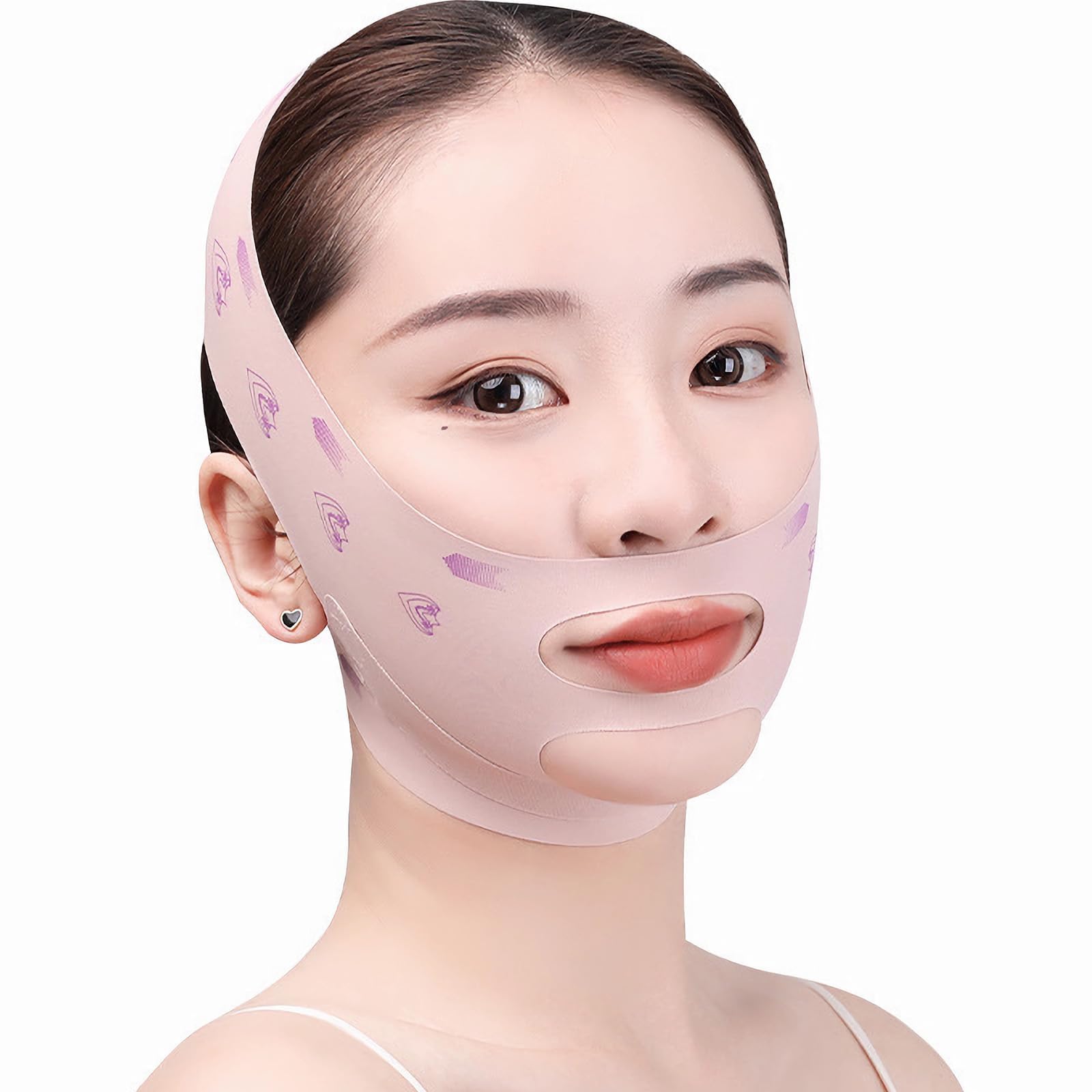 V Line Face Lifting Strap, V Shaped Contouring Face Mask, Chin Up Sculpting Collagen Mask, Three Dimensional Line Shaping Lifting Belt, Eliminates Sagging Skin, Jawline Lift,Improves Contour, Pink