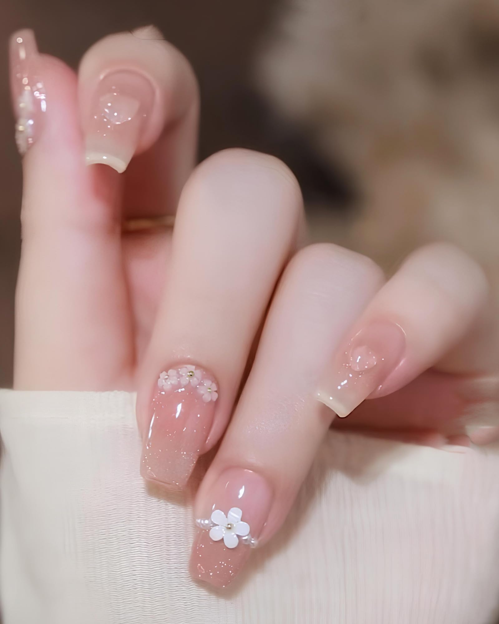 Yolanya Flower Nail Charms for Acrylic Nails - 3D Cherry Blossom Nail Decorations with Rhinestones, Caviar Beads, Pearls - DIY Nail Art Kit for Spring Manicures, Nail Salon Supplies (2 Boxes)