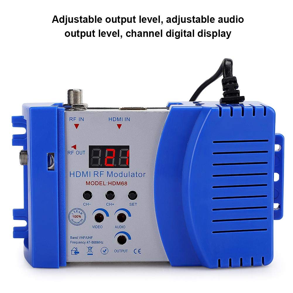 FastUU Modulador Digital, Modulador HD portátil Hdm68 Modulador Digital HDMI Accesorios para computadora, con frecuencia RF VHF/UHF, para TV, Enchufe de la UE